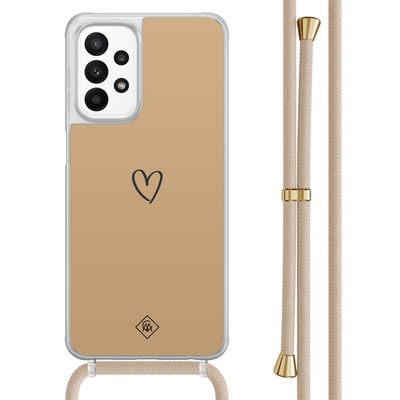 Samsung Galaxy A23 hoesje met koord - Hart bruin