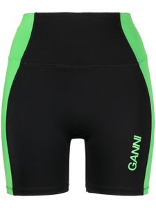 GANNI short de cyclisme Active à taille haute - Noir