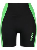 GANNI short de cyclisme Active à taille haute - Noir