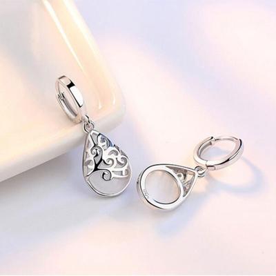 925 Sterling Zilver Moonlight Opal tranen Totem Drop Earrings(white)