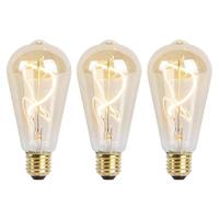 LUEDD Set van 3 E27 dimbare LED spiraal lampen ST64 goud 4W 270 lm