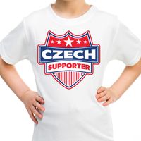 Tsjechie / Czech schild supporter t-shirt wit voor kinderen - thumbnail