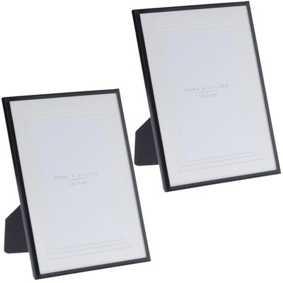 2x stuks aluminium fotolijst zwart geschikt voor een foto van 15 x 20 cm