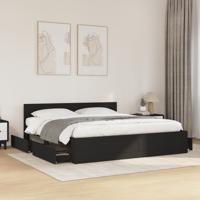 Bedframe met hoofdeinde zonder matras 200x200 cm zwart