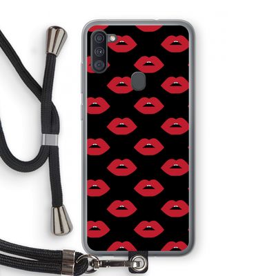 Lips: Samsung Galaxy A11 Transparant Hoesje met koord