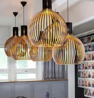 Hanglamp hout &apos;Bois&apos; zwart / blank hout E27 design