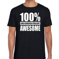 100 procent awesome tekst t-shirt zwart voor heren - thumbnail