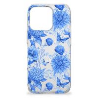 TPU Case voor iPhone 16 Pro Flowers Blue
