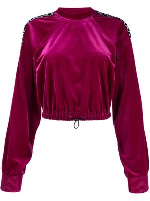 Versace Jeans Couture sweat en velours à bande logo - Rose