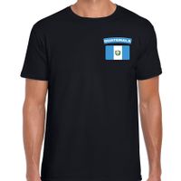 Guatemala t-shirt met vlag zwart op borst voor heren - thumbnail