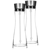 Karaf/schenkkan - Set van 2x stuks - 1 liter - glas - RVS fruitspies - speciale afwasborstel