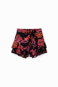 Tropische short met ruches - BLACK - S