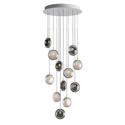 Bomma Lens 12 pcs Hanglamp - 6x Gerookt 6x Wit glas Bomma Lens 12 pcs Hanglamp - 6x Gerookt 6x Wit glas