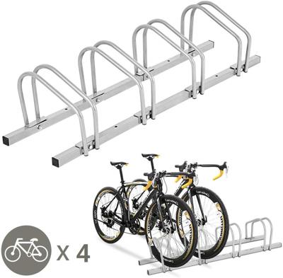 Fietsstandaard voor 4 Fietsen Fietsstandaard Multistandaard Stalen Vloerstandaard Montagestandaard Zilver