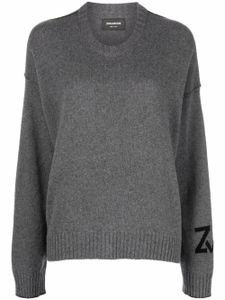 Zadig&Voltaire pull en cachemire à logo intarsia - Gris