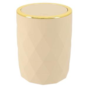 Badkamer prullenbak Diamond - beige - kunststof - 19 x 24 cm