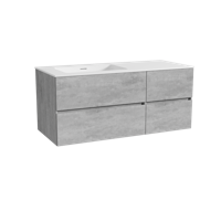 Storke Edge zwevend badmeubel 120 x 52 cm beton donkergrijs met Mata asymmetrisch linkse wastafel in solid surface mat wit