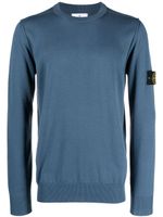 Stone Island logo-patch crew neck sweatshirt - Bleu