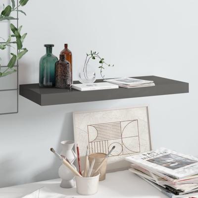 Wandschap zwevend 60x23,5x3,8 cm MDF hoogglans grijs