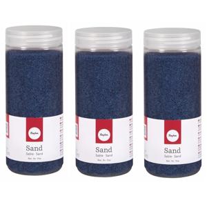 Hobby Fijn decoratie zand korrels - 3x - blauw - 475 ml - zandkorrels - knutselmateriaal