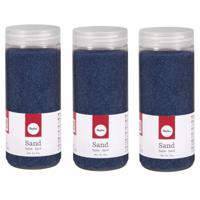 Hobby Fijn decoratie zand korrels - 3x - blauw - 475 ml - zandkorrels - knutselmateriaal