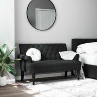 Bankje met rugleuning 120x62x75,5 cm stof zwart