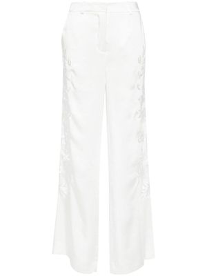 P.A.R.O.S.H. pantalon droit à broderies - Blanc