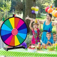 Tafelblad Draaiend Prijswiel Bewerkbaar Kleurenprijswiel van Fortuin Regenboog Prijswiel met Stevige Metalen Voet 60CM