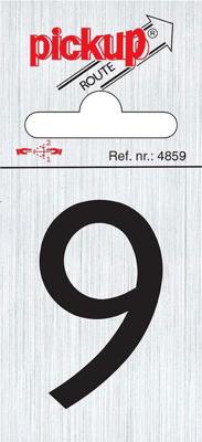 Route alulook 60 x 44 mm Sticker zwarte cijfer 9 pick up - Pickup