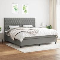 Boxspring met matras stof donkergrijs 200x200 cm