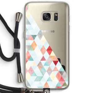 Gekleurde driehoekjes pastel: Samsung Galaxy S7 Transparant Hoesje met koord