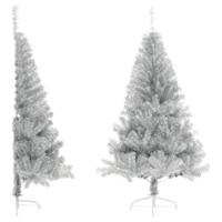 VidaXL Kunstkerstboom half met standaard 120 cm pet zilverkleurig VidaXL Kunstkerstboom half met standaard 120 cm pet zilverkleurig