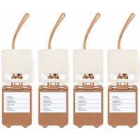 Kofferlabel van organisch eco tarwestro - 4x - wit - 10 x 5 cm - reiskoffer/handbagage labels - thumbnail