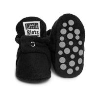Little Riots slofjes zwart Fleece-12-18 mnd (13 cm)
