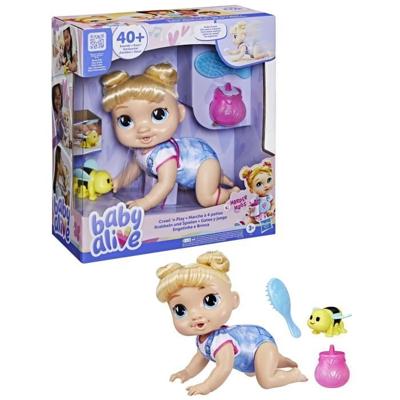 Baby Alive, Harper Hugs Crawling, 27 cm elektronische pop die kruipt, blond haar, voor kinderen vanaf 3 jaar
