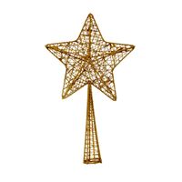 Kunststof ster piek/kerstboom topper glitter koper 28 cm