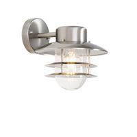 QAZQA Industriële wandlamp staal IP44 - Shell QAZQA Industriële wandlamp staal IP44 - Shell