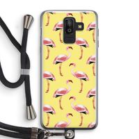 Flamingo's geel: Samsung Galaxy J8 (2018) Transparant Hoesje met koord