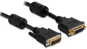 Delock 83108 DVI-kabel DVI Verlengkabel DVI-I 24+5-polige stekker, DVI-I 24+5-polige bus 3.00 m Zwart Met Ferrietkern