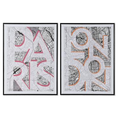 Schilderij Home ESPRIT Wit Zwart Loft 60 x 3 x 80 cm (2 Stuks)