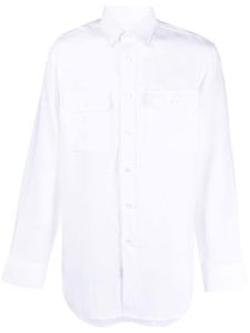 Brioni chemise en lin à boutonnière - Blanc
