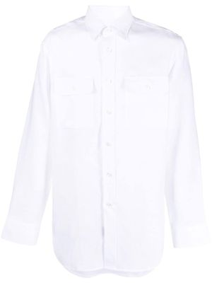 Brioni chemise en lin à boutonnière - Blanc