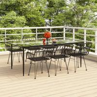 7-delige Tuinset poly rattan zwart