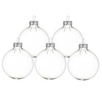 Kerstballen set - 10x stuks - transparant - glas - 6 cm - glans/mat - kerstversiering