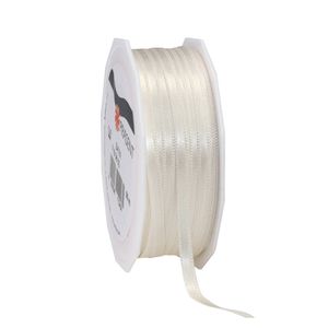 1x Luxe beige satijnen lint rollen 0,6 cm x 50 meter cadeaulint verpakkingsmateriaal - Cadeaulinten