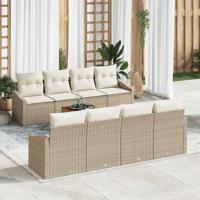 Tuinbankenset met kussen 9 pcs Beige poly rattan