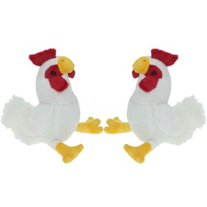 Set van 2x stuks pluche knuffel dieren Kip vogel van 20 cm