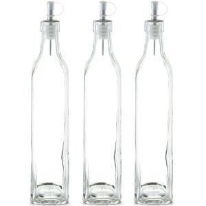 5x Glazen azijn/olie flessen met schenktuit 500 ml