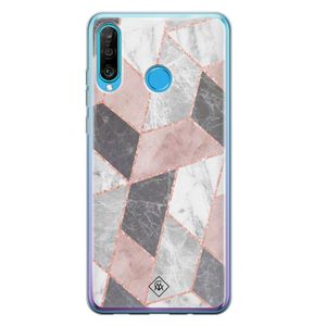 Huawei P30 Lite siliconen telefoonhoesje - Stone grid