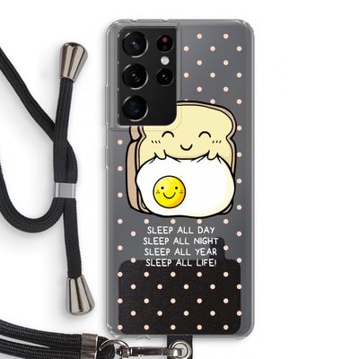 Sleep All Day: Samsung Galaxy S21 Ultra Transparant Hoesje met koord